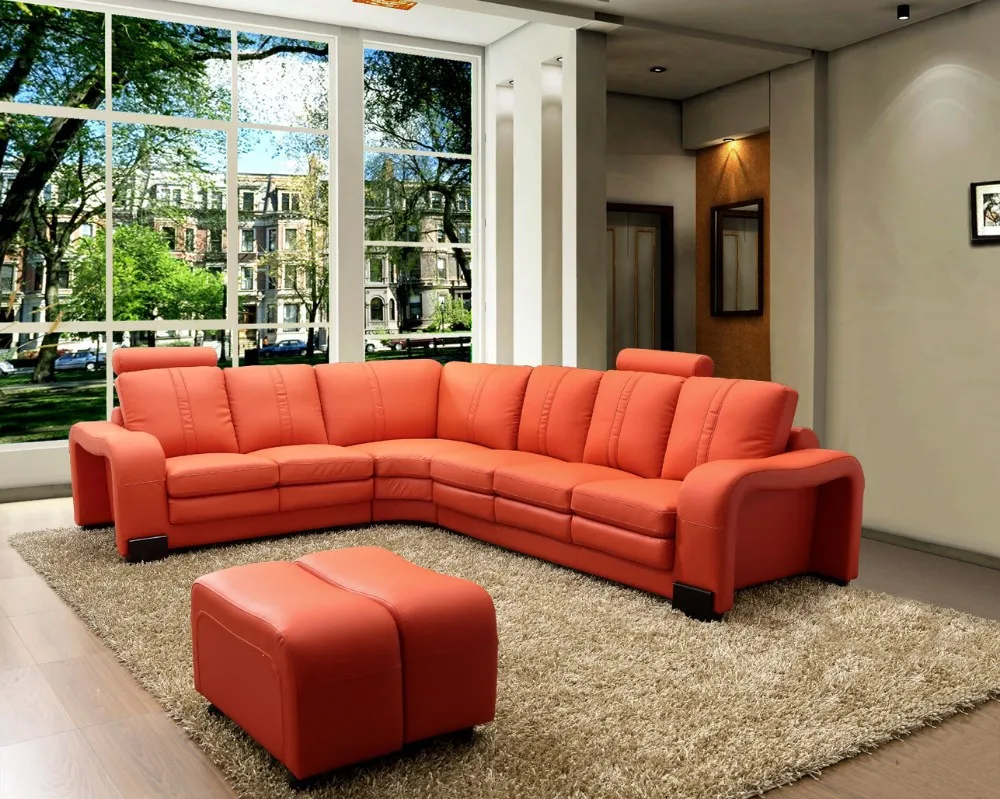 Modern Luxury Villa Sofa Sectional Leather Couch Corner Modular White Leather Living Room Sofa Sets