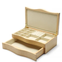 DIGU custom wholesale high end double layer drawer pendant necklace ring jewelry box wooden jewelry storage box