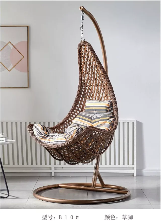 Wholesale Hanging Egg Chair Swing with Steel Stand Set - All Weather Construction - Wicker Rattan Swing