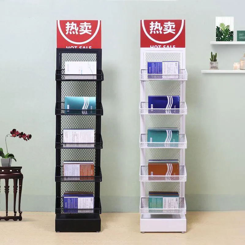 custom supermarket corrugated retail  Metal wire Catalog Shelf cosmetic display counter metal floor display rack
