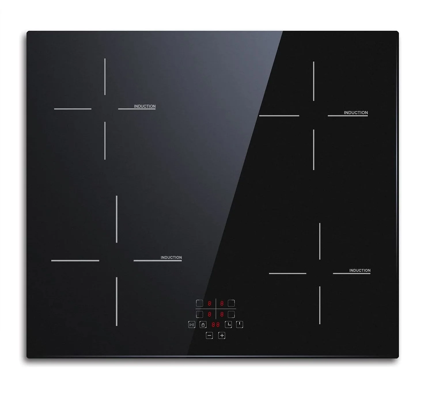 24 Inch Induction Cooktop 4 Burner Electric Cooktop, Drop-in Induction Burner with Timer and Child Lock, Pause Function