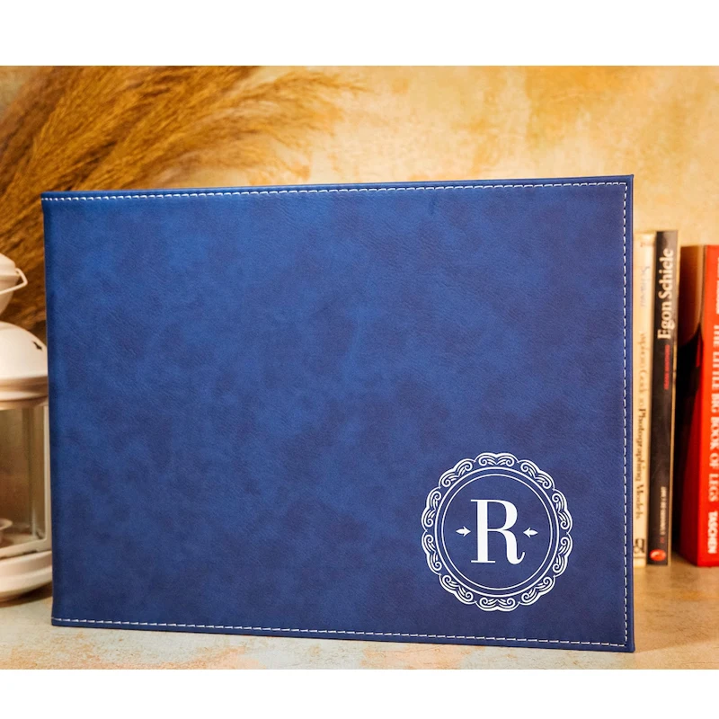 Blue Leather A4 Certificate Custom Design Smooth Imprinted Diploma Certificate Cover School Graduation PU Folder