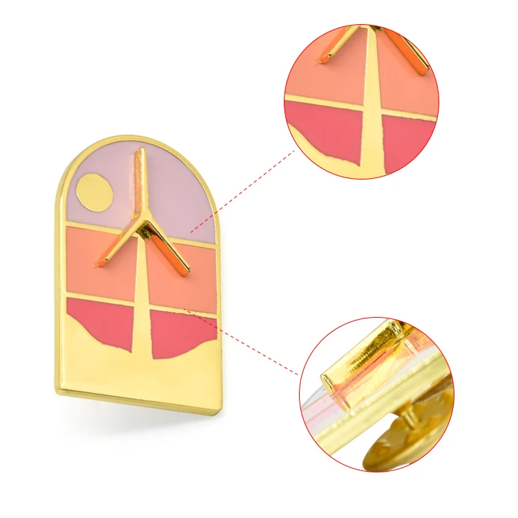 Design souvenir gifts dye black gold metal enamel lapel pin badge