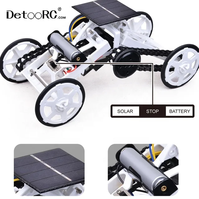 Detoo 2 in 1 power battery and solar toys Building robot kit DIY assemble STEM toy solar car gadgets