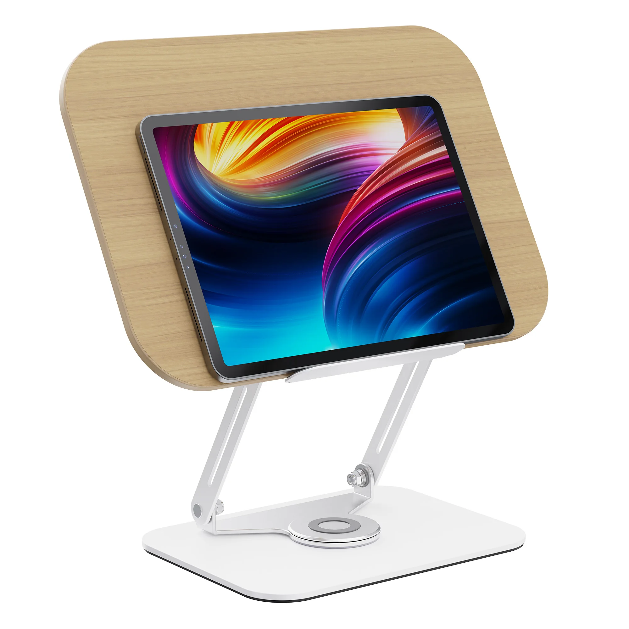 Boneruy R17 Plywood Metal Bookends Holder Stand Desktop 360 Rotate Folding Adjustable Reading Book Stand