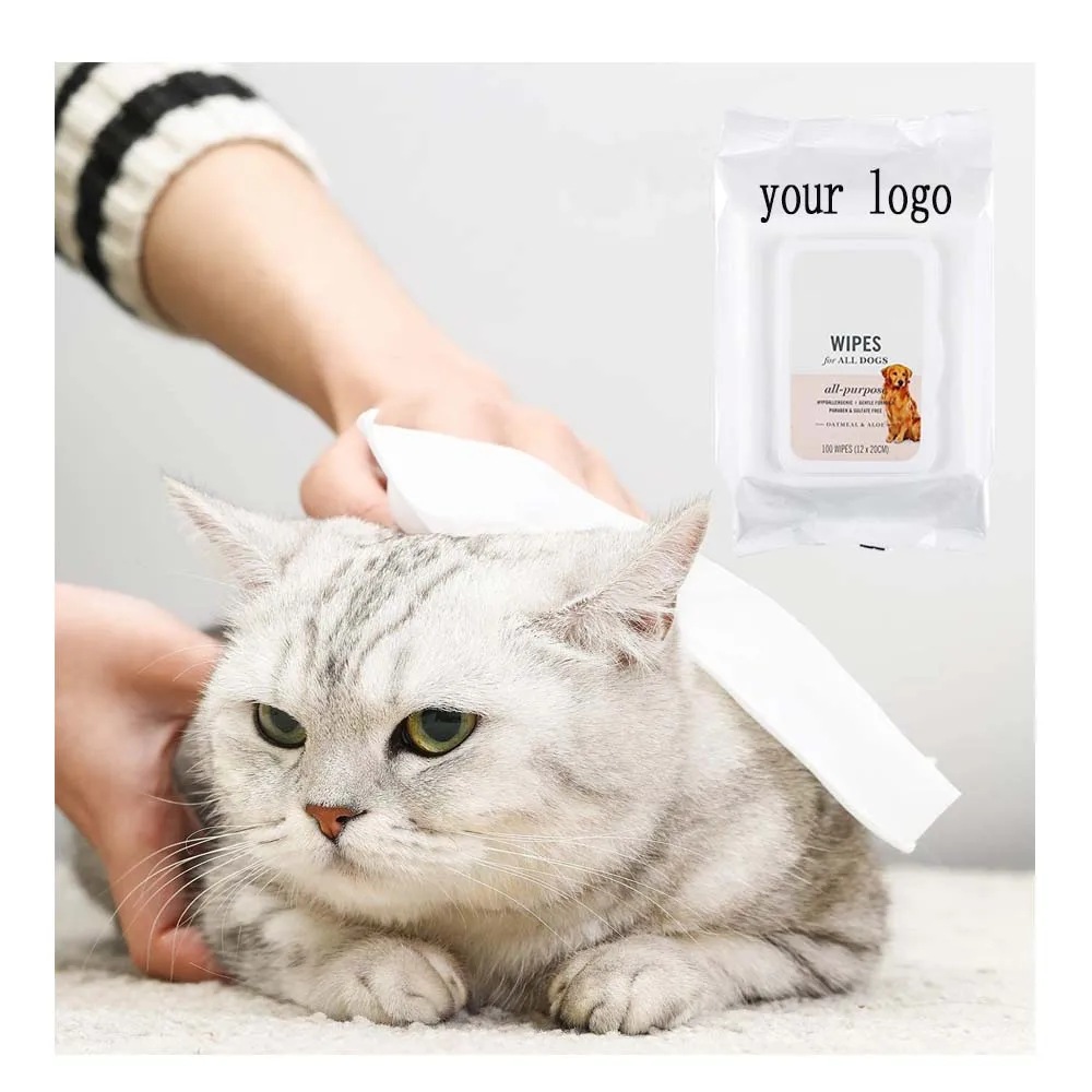 2024 New Product Custom Formula 100 120 Pcs Thicken Glove Wipes Pet Body Cleaning Wet Wipes For Dogs