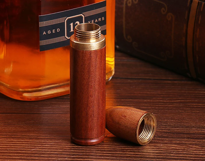 2021Amazon Best seller Creative Portable bullet toothpick holder Wooden Pocket Tooth Pick Dispenser Bucket Needle Case