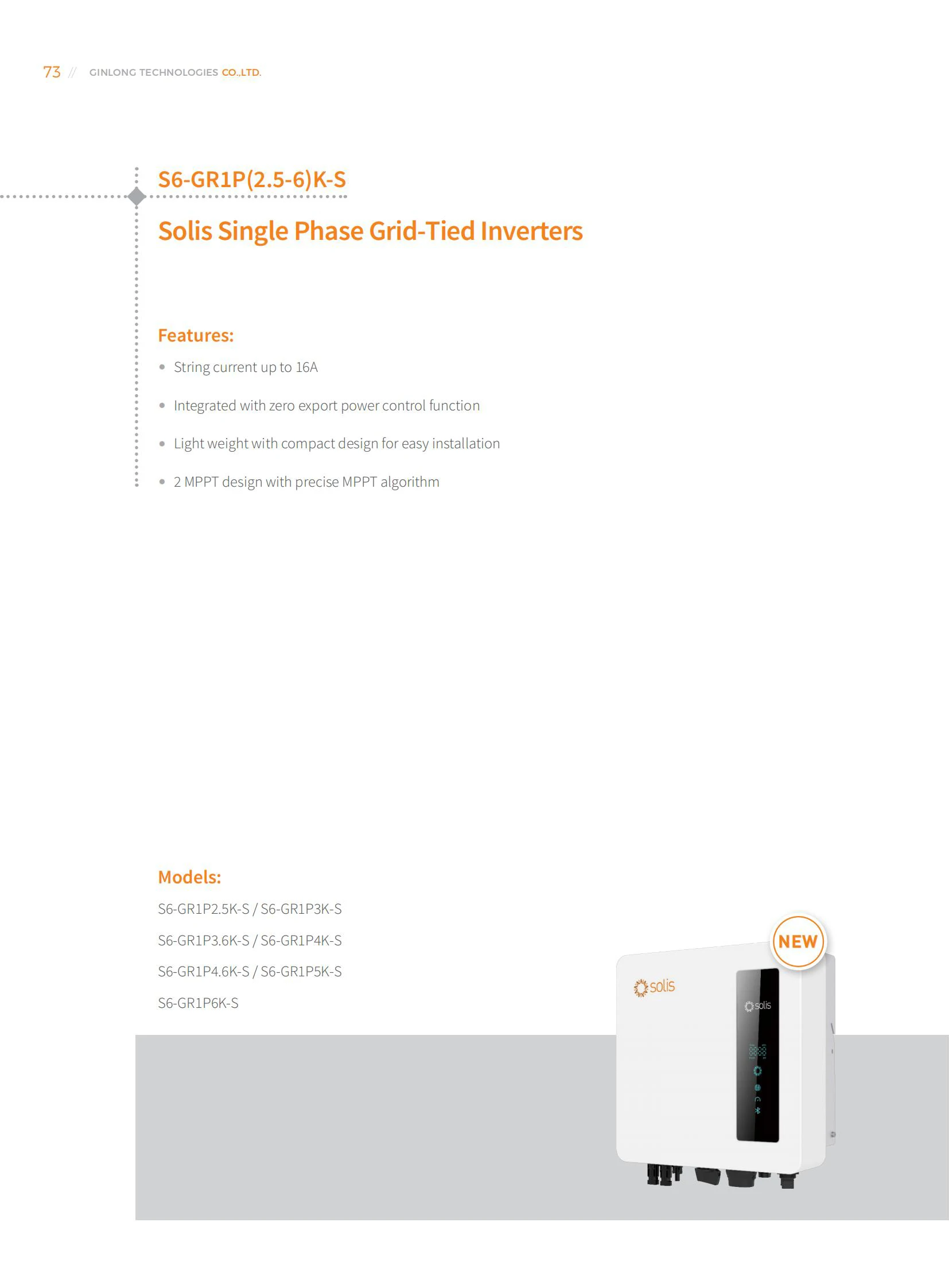 Solis Hybrid Inverter S6-GR1P(2.5-6)K-S Solar Grid-Tied Inverter Single Phase EU Stock 2.5kw 3kw 3.6kw 4kw 4.6kw 5kw 6kw