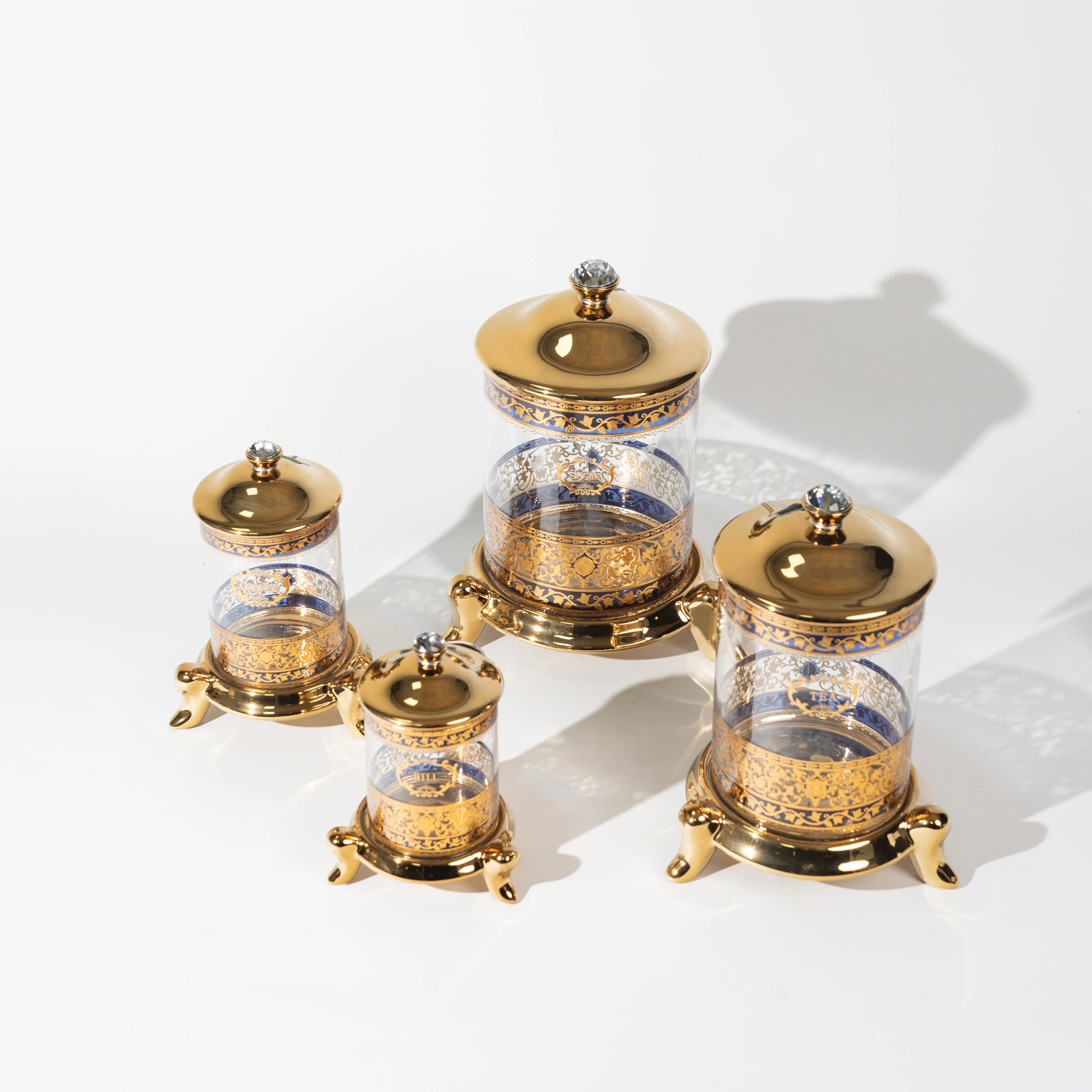 Wholesale Modern design restaurant container glass Luxury Ceramic kitchen storage jars set