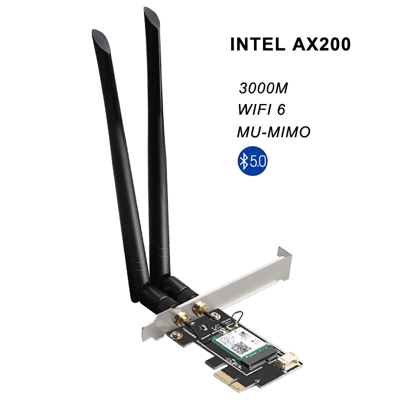 Сетевая карта Wi-Fi PCIe с адаптером Intel AX200 3000