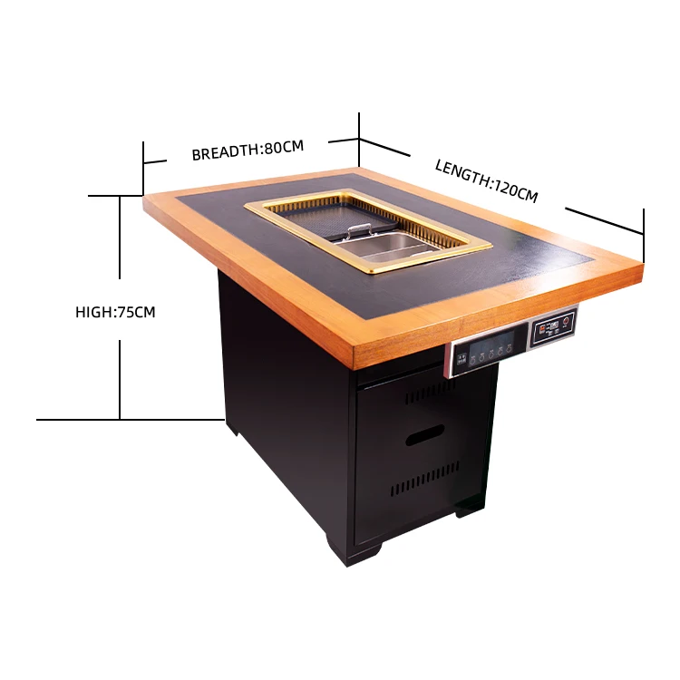 AOBL commercial embedded indoor Korean style smokeless barbecue hotpot stove dining table