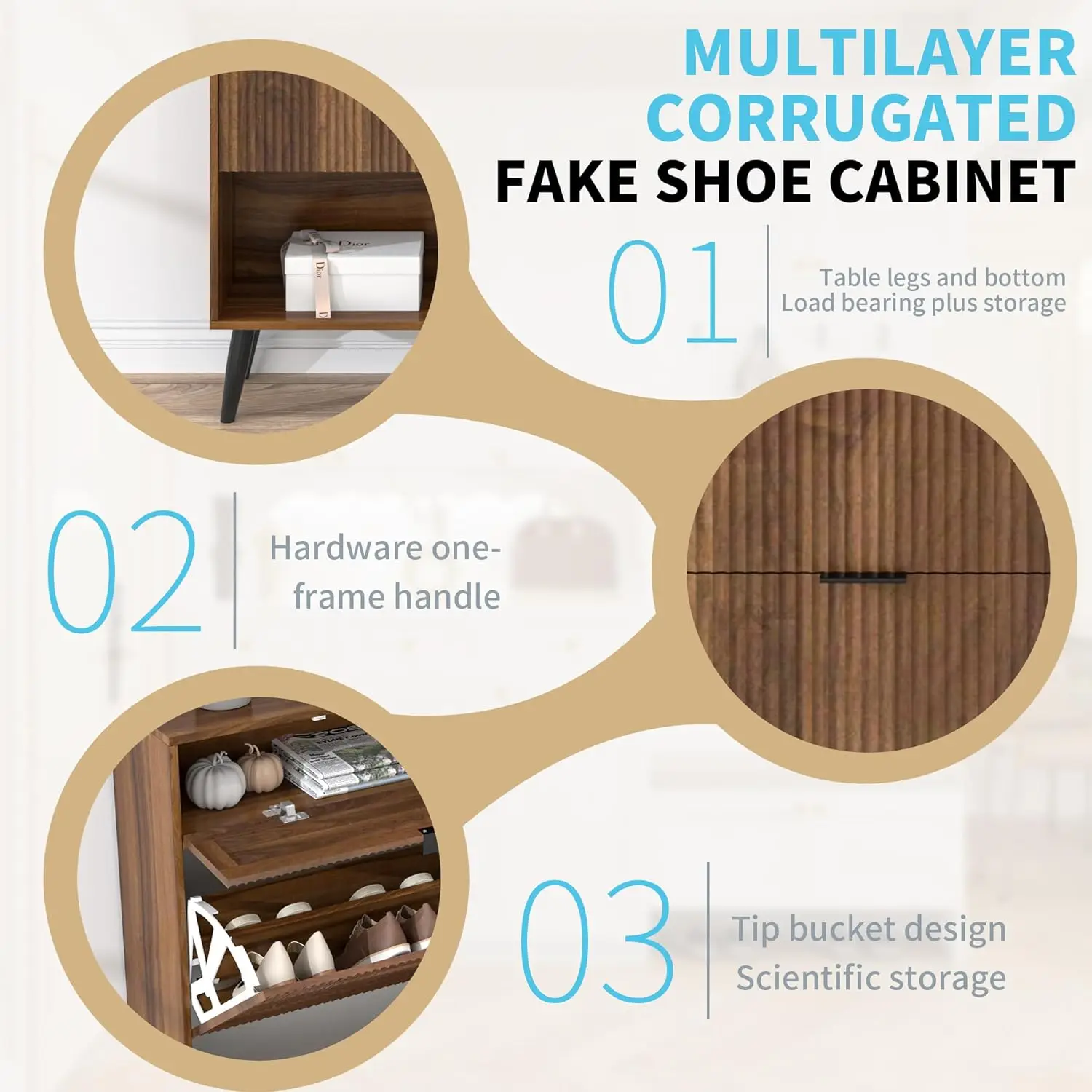 Combohome Bamboo Shoe Rack Wooden Cabinet for Shoe Storage Living Room Furniture