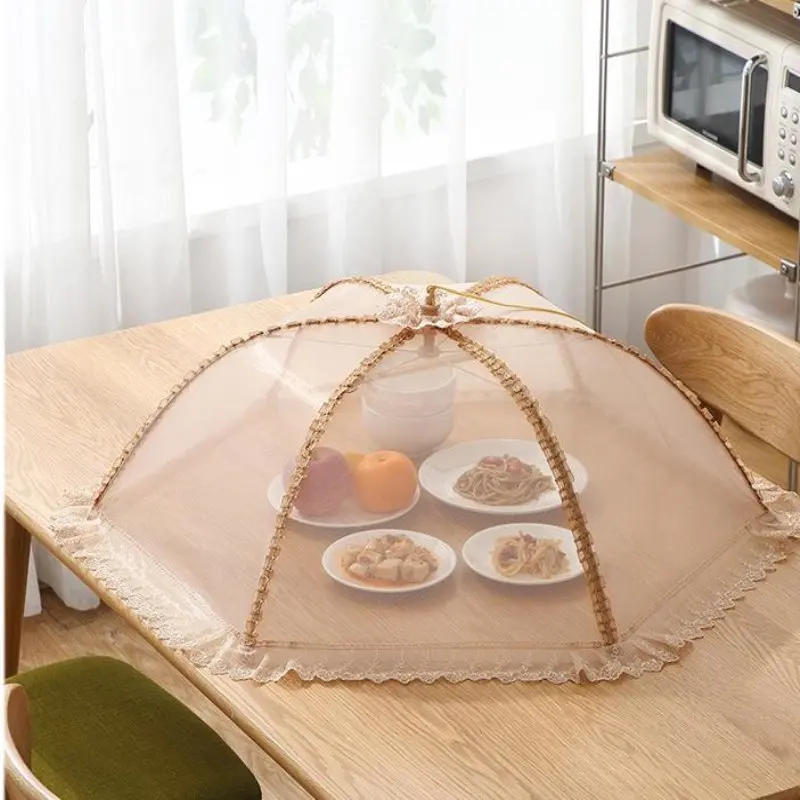 Kitchen Food Cover Foldable Anti Fly Mosquito Mesh Cover Picnic Dinner Table Umbrella Style Tent Cover Kitchen Gadgets