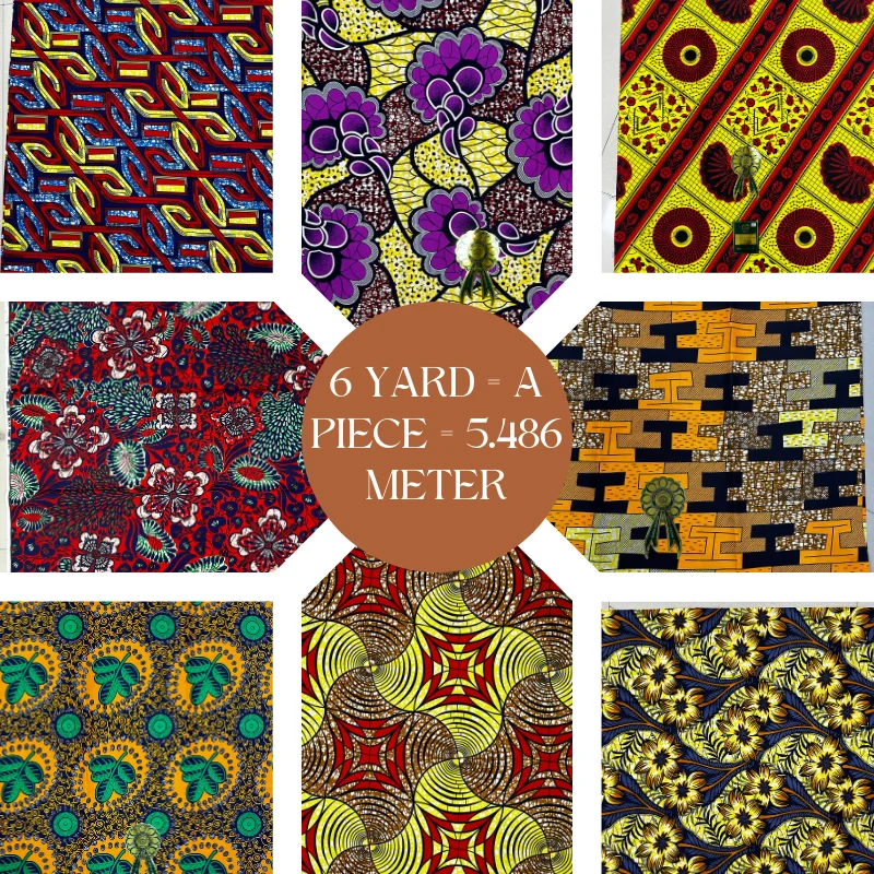 Stock Wholesale 6 yard High quality Print wax fabric 100% Polyester popular african loincloth wax printed clothing fabric