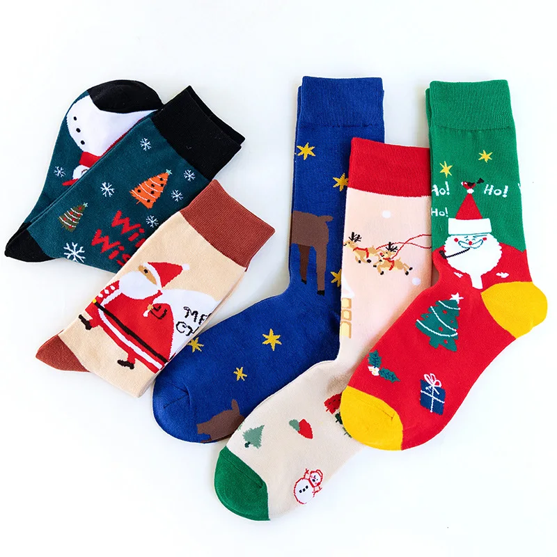 2023 New Custom Christmas Socks Women Autumn Winter Fashion Socks Mid Tube Man Christmas Socks