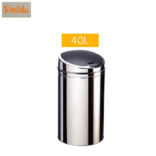 Infrared Sensor Dustbin Garbage Bin Trash can Waste bins with half-chromed round top cover