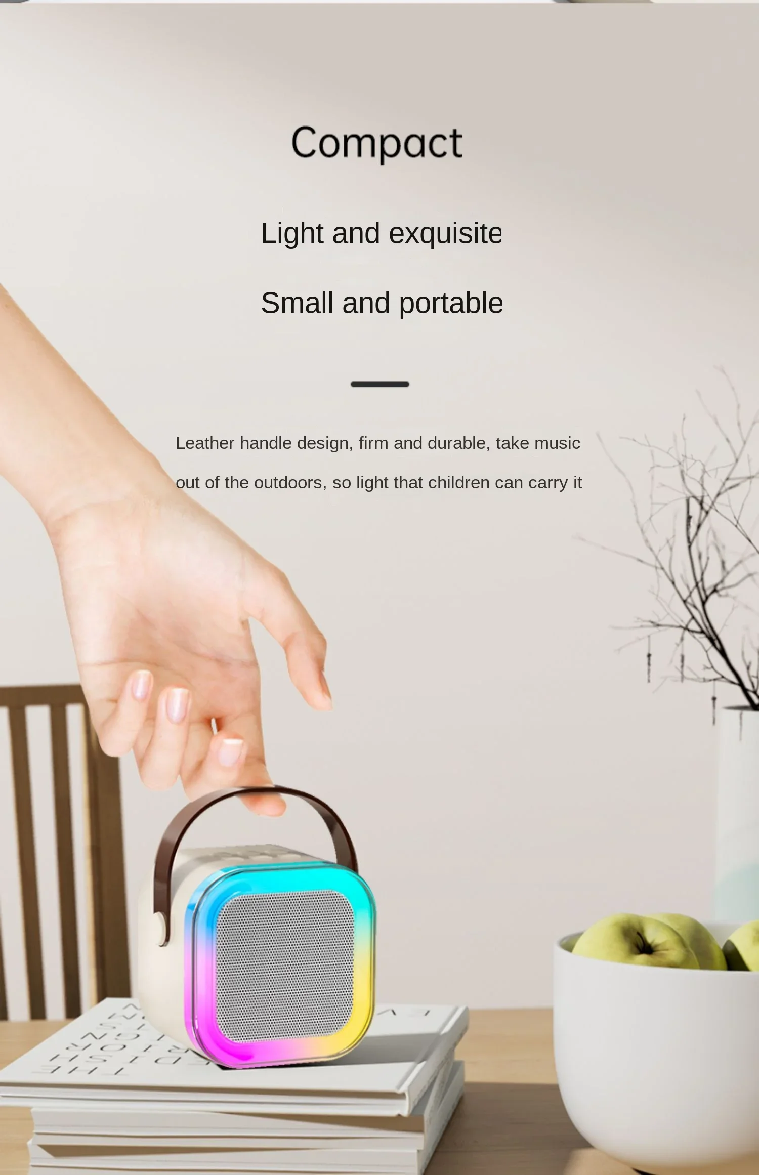 Wireless Audio Karaoke Mini Small Colorful LED Lamp Outdoor Audio Player Potable Wireless Bluetooth Smart Speaker 2 Set Karaoke