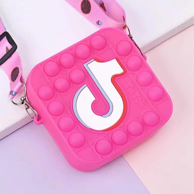 2021 Fashion Mini Crossbody Bag Cartoon Tik Tok Pattern Square Kids Coin Purses And Handbags Little Girls