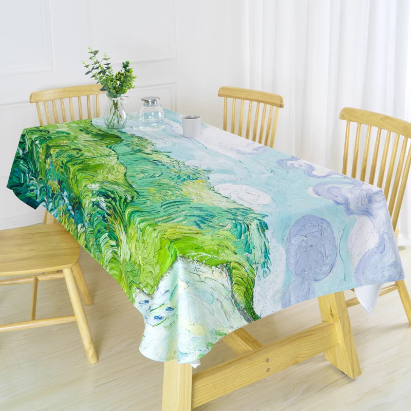 Nordic Van Gogh oil painting rye rectangular tablecloth household tablecloth customization nappe de table