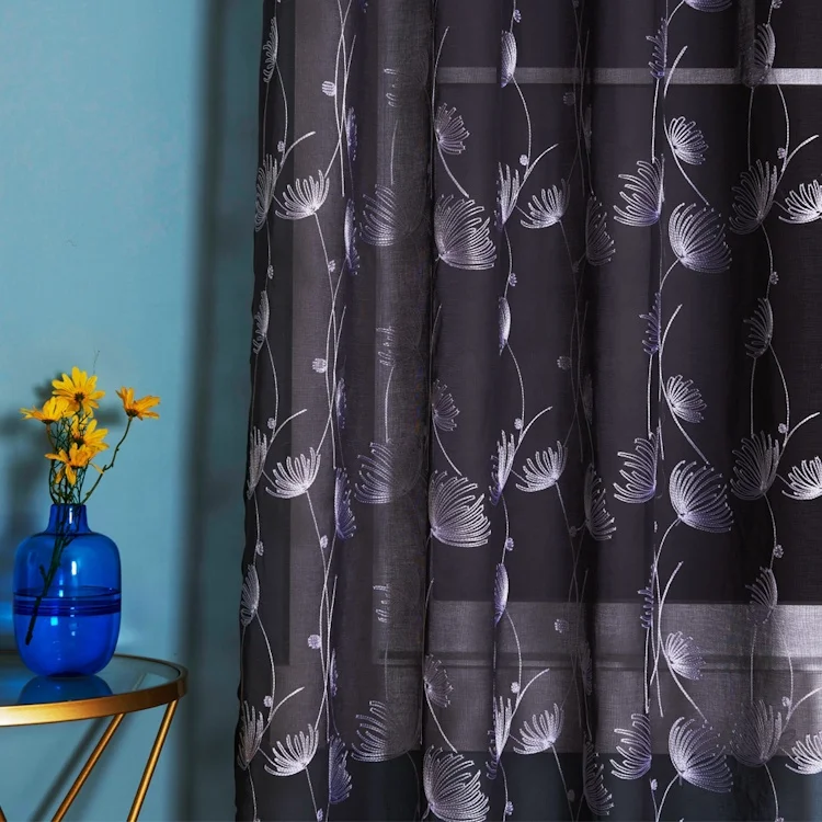 China Supplier Polyester Tulle Romantic Fancy Floral Sheer Embroidery Curtains