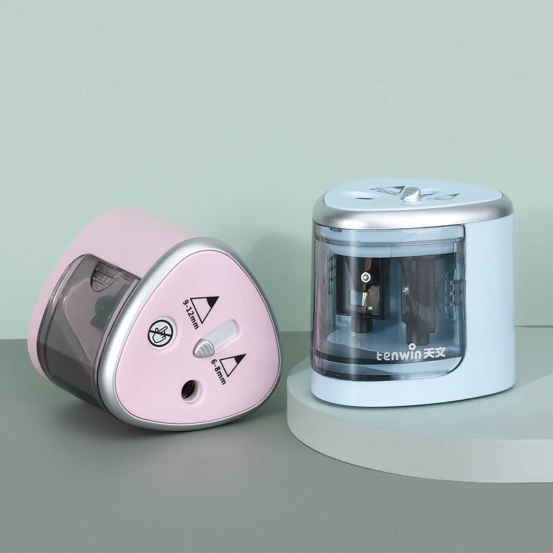 Tenwin 8004 электрическая точилка для карандашей с питанием от батареи и двойным отверстием дома школы офиса