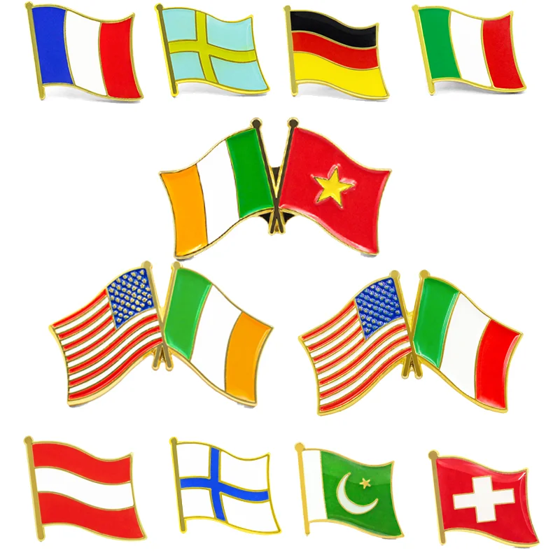 Funny Pins Country Flags Ghana Rectangle Laser Engraving Die Casting Philippine Australia France Hard Enamel Flag Lapel Pin