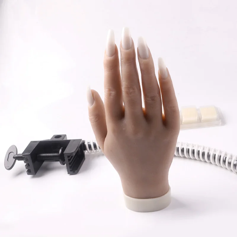 TSZS Adjustable PVC Soft Glue Training Manicure Practice Hand Nail Art False Hand Model With Flexible Arm Holder Tool