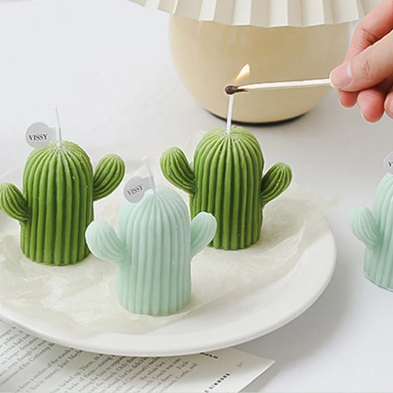 Handmade aromatherapy candle gift decoration ins photo props soy wax diy creative cactus candle