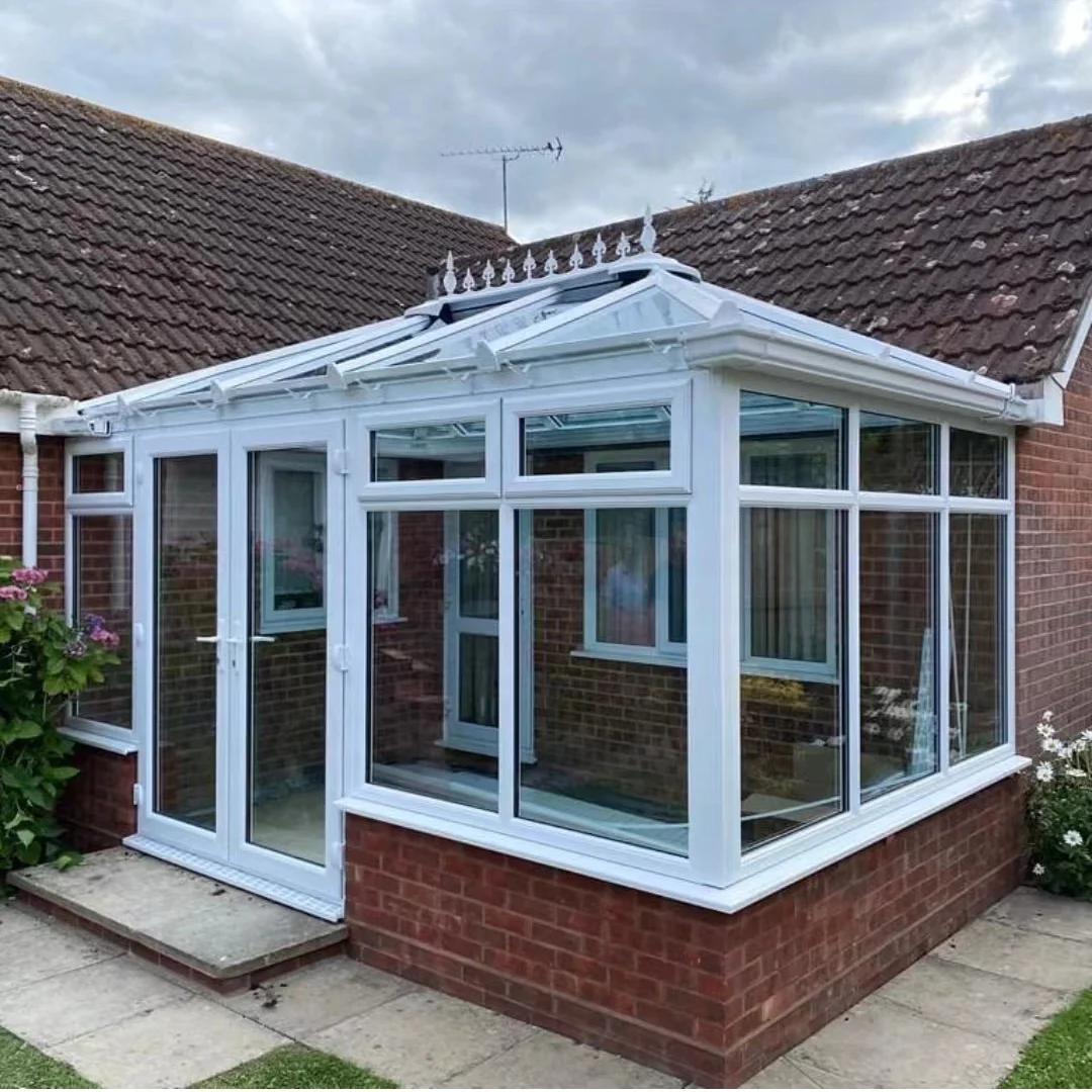 Free standing garden house solarium sun room double tempered low e glass sunrooms four season glass houses aluminum sunroom