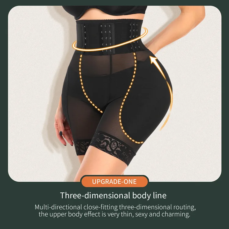 Women plus Buttocks Lifter side padded 9 Hooks adjustable Girdle Open Crotch Mesh Tummy Control High Waist Shaper Shorts