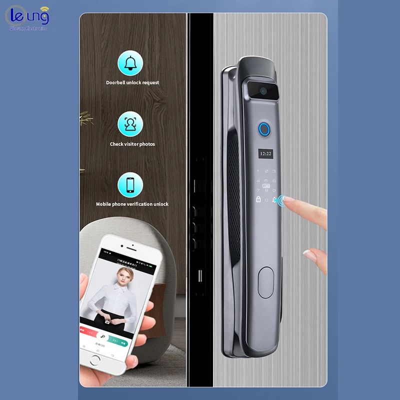 Security Lock Tuya Wifi Smart Camera Door Lock With Fingerprint Password Rfid Card Keyless Sensor Camera Smart Locks
