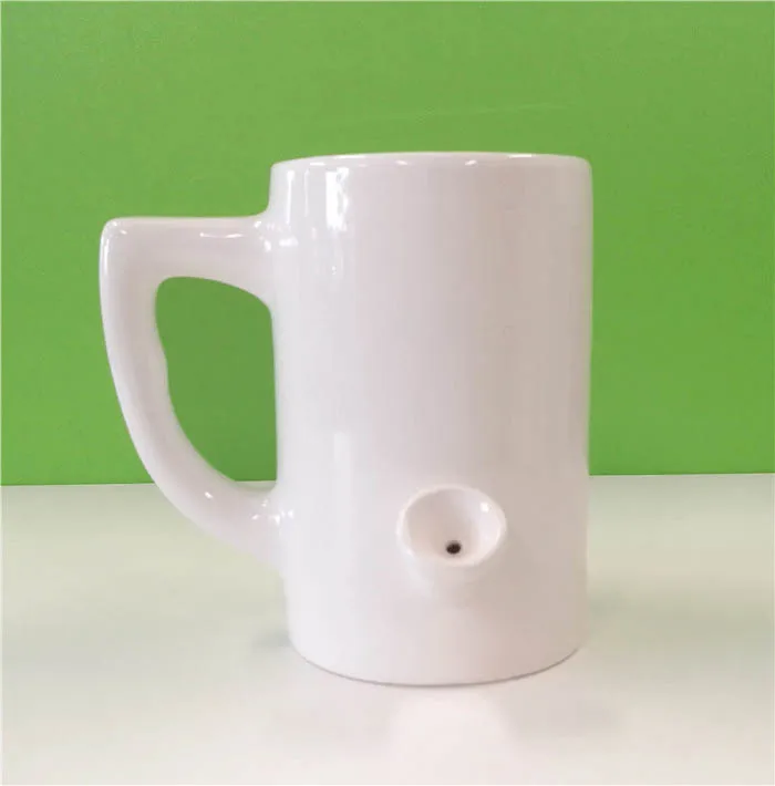 Wholesale Smoking Ceramic Cups Smoke Coffee Pipe Mugs Wake And Bake Tobacco/tea Pipe Cup