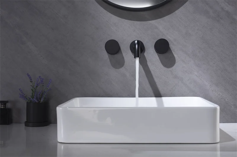 8 Inch Widespread Bathroom Sink Faucet Waterfall 2-Handle 3 Holes Wall Mount Wash Hand Basin Mixer Tap