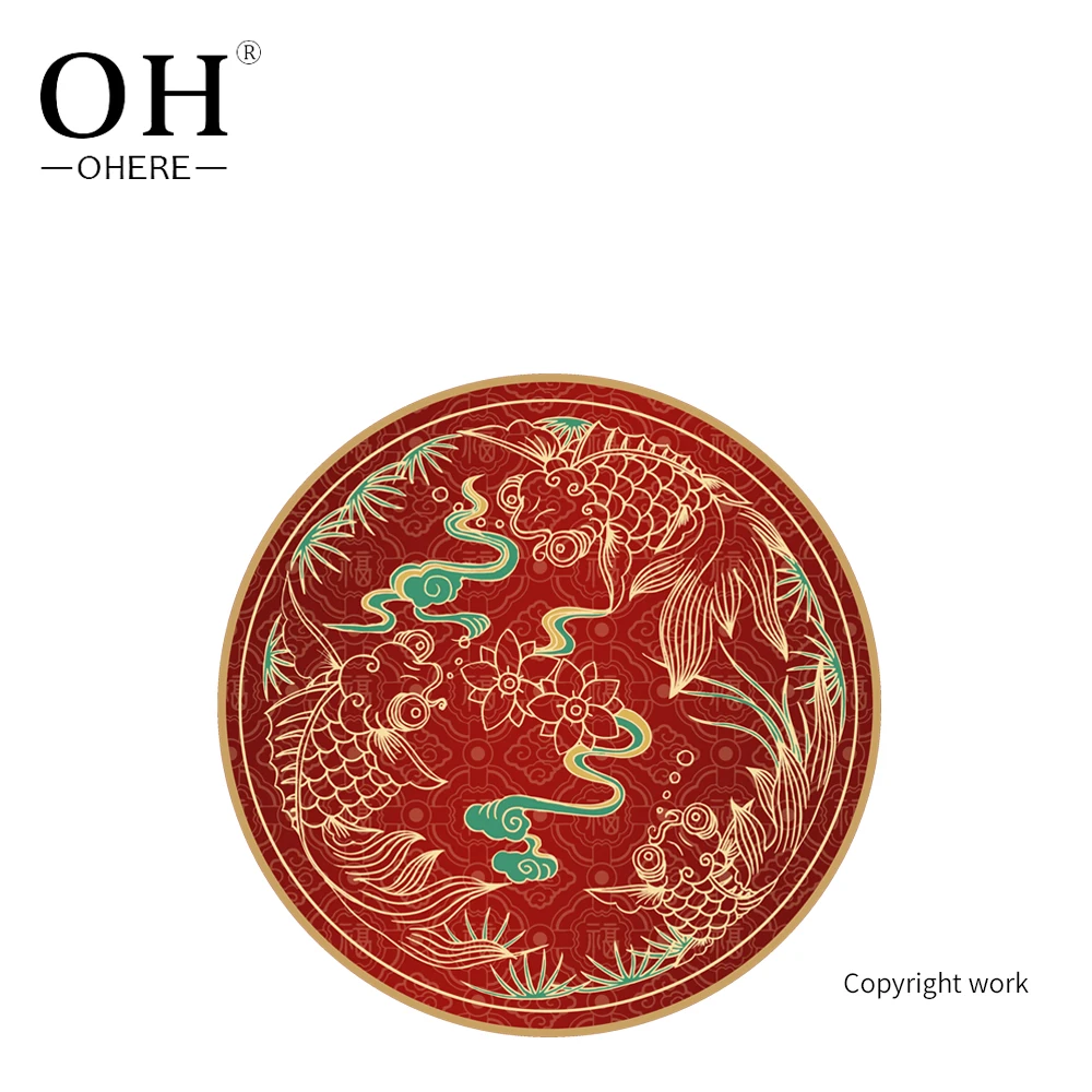 2022 hot sale traditional Chinese style Monster Nian dragon phoenix fish charger plate tableware set for hotel and wedding