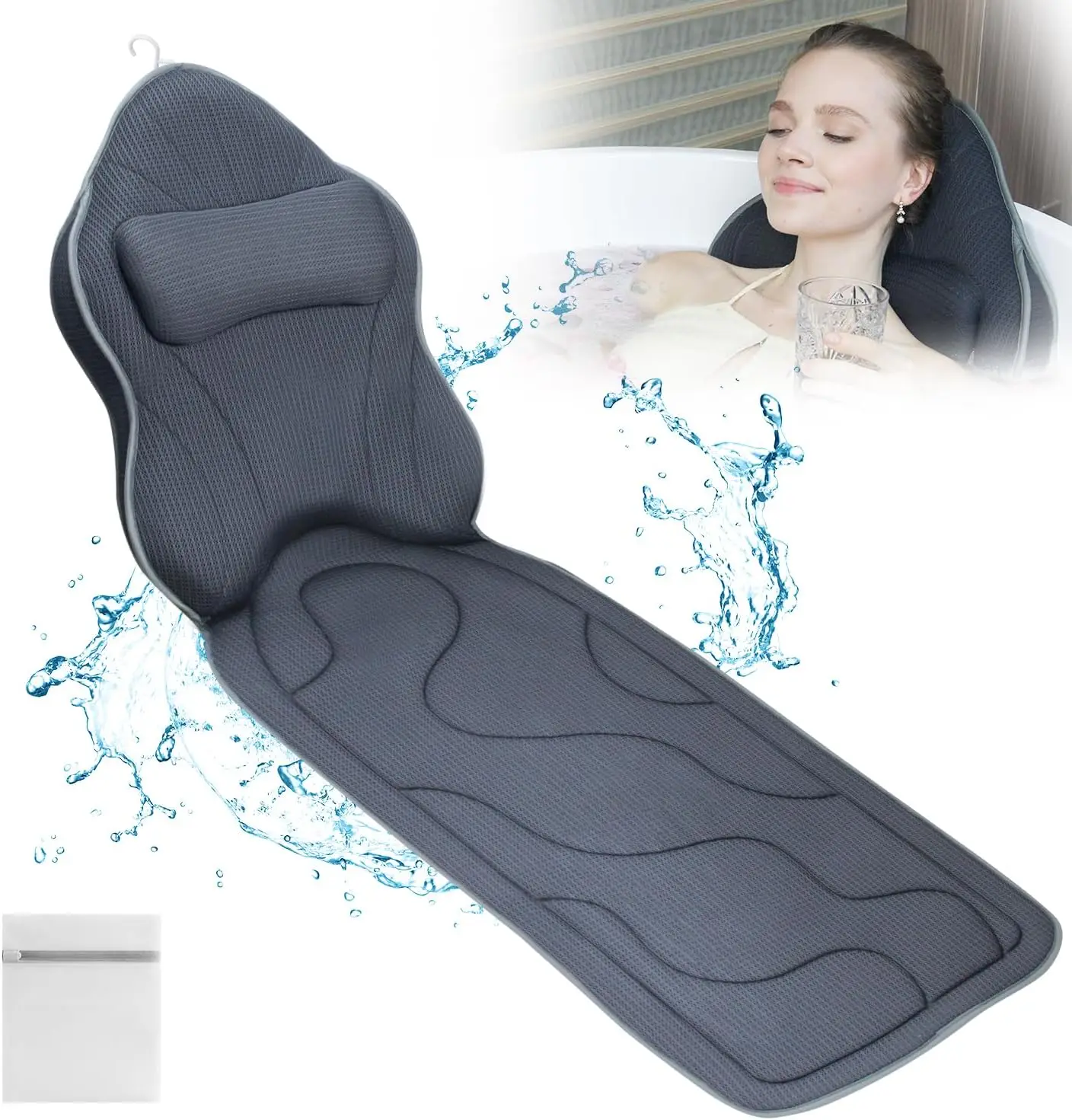 Luxury Thick Full Body Bath Pillows Mat Cushion for Bathtub Headrest Neck Shoulder Support Relaxation Spa Accessories