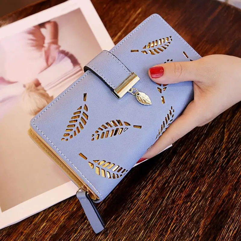 Large Capacity Cell Phone Clutch Bag High Quality Ladies PU Hollow Leaf Wallet