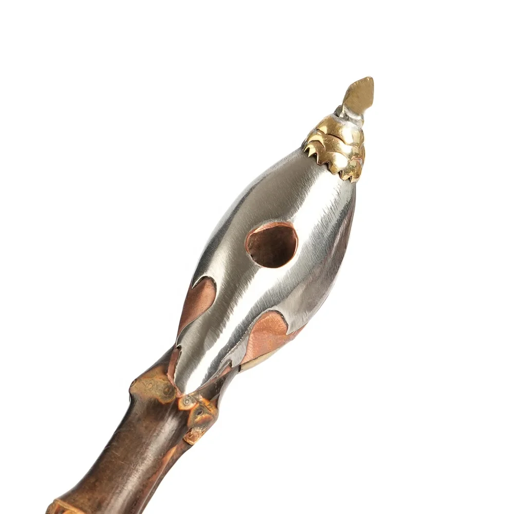 Natural Bamboo Hand Carved Tobacco Pipe Metal Bowl Long Stem Smoking Pipes