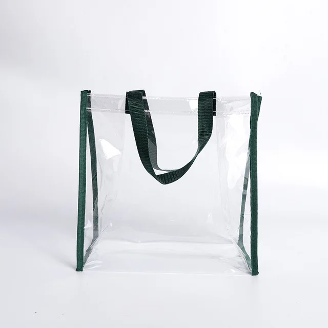 PVC Tote Bag Waterproof Shopping Bag High Transparency Clear Plastic Clear Tote Bag with Non Woven Edge