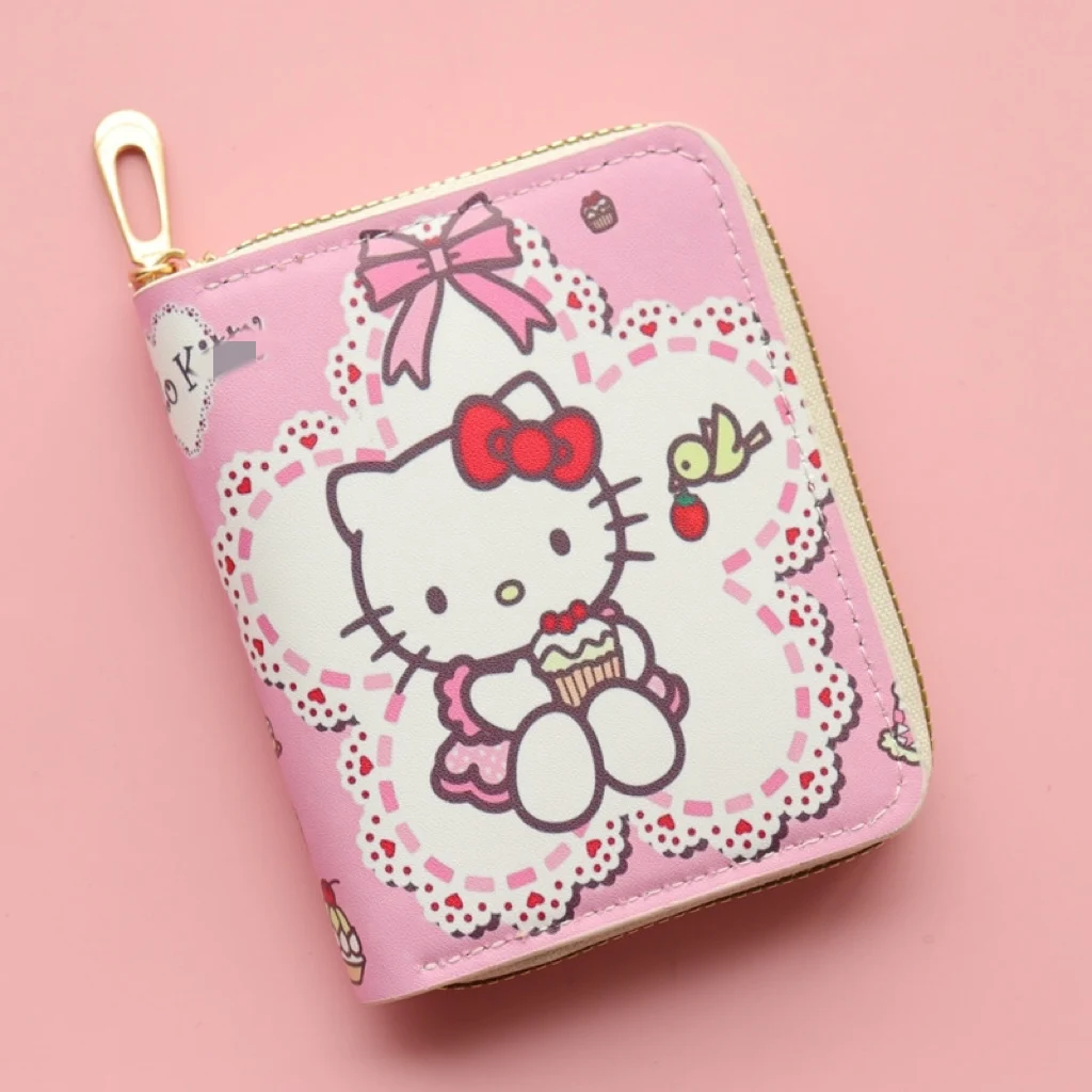 HL Wholesale Cartoon Wallets Custom Hello KT Coin Bag Pu Leather Mini Coin Purse Card Cash Holder Zipper Ladies Portable Purse