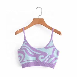 2020 Chain Halter Neck women knitted basic crop tops sleeveless women cami crop top
