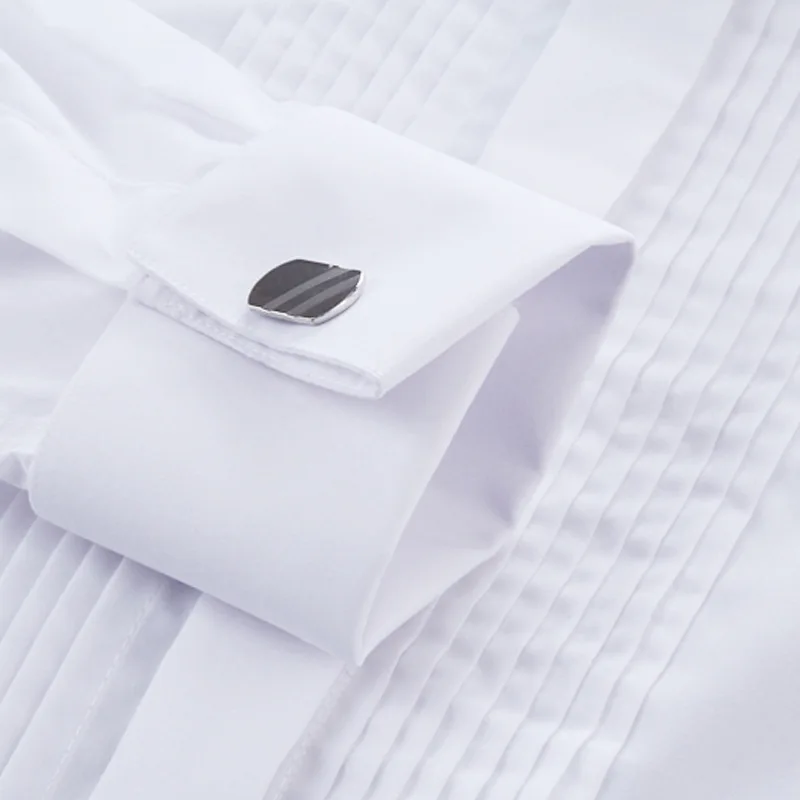 Мужская Свадебная рубашка с длинным рукавом и отложным воротником для жениха