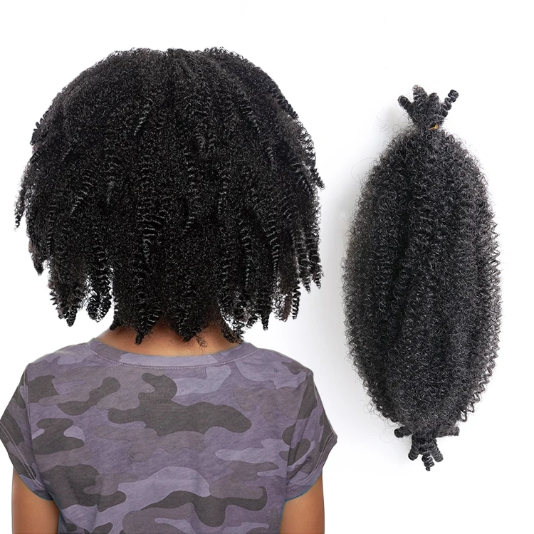 Afro Bomb Manbo Spring Twist Faux Locs Synthetic Super Cute Crochet Hair Hairstyle For Toddlers Kids Braiding Hair Extension