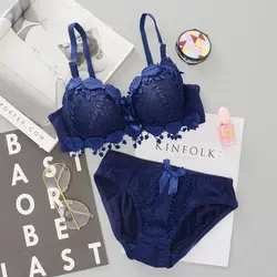 Dropshipping Lady Sexy Bras and Underwear Panty Lace Cute Young Beautiful Girls Push Up Bra & Brief Panties Sets