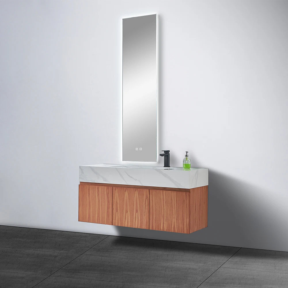 Modern Wall Hung Bathroom Furniture Waterproof Wooden Wall Mounted Single Sink Bathroom Vanity Cabinets