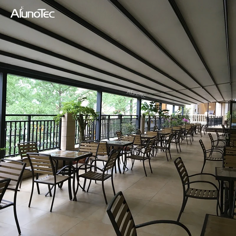 Modern Sun Shade Motorized Awning PVC  Pergola  Aluminum Retractable Awnings with LED Light
