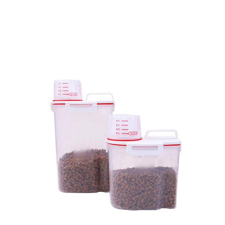 2 in 1 cat dog pet food container storage and measuring cup
