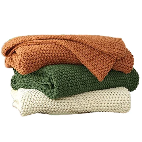 100% Organic Cotton Knitted Blanket Acrylic Thick with Many Colors Modern Cover