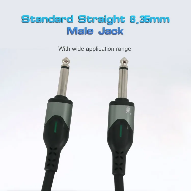 DK Guitar Connecting Cable 6.0 Meters 20ft Instrument Cable Noise Reduction Audio Cable 6.35mm Male Jack Audio Cord