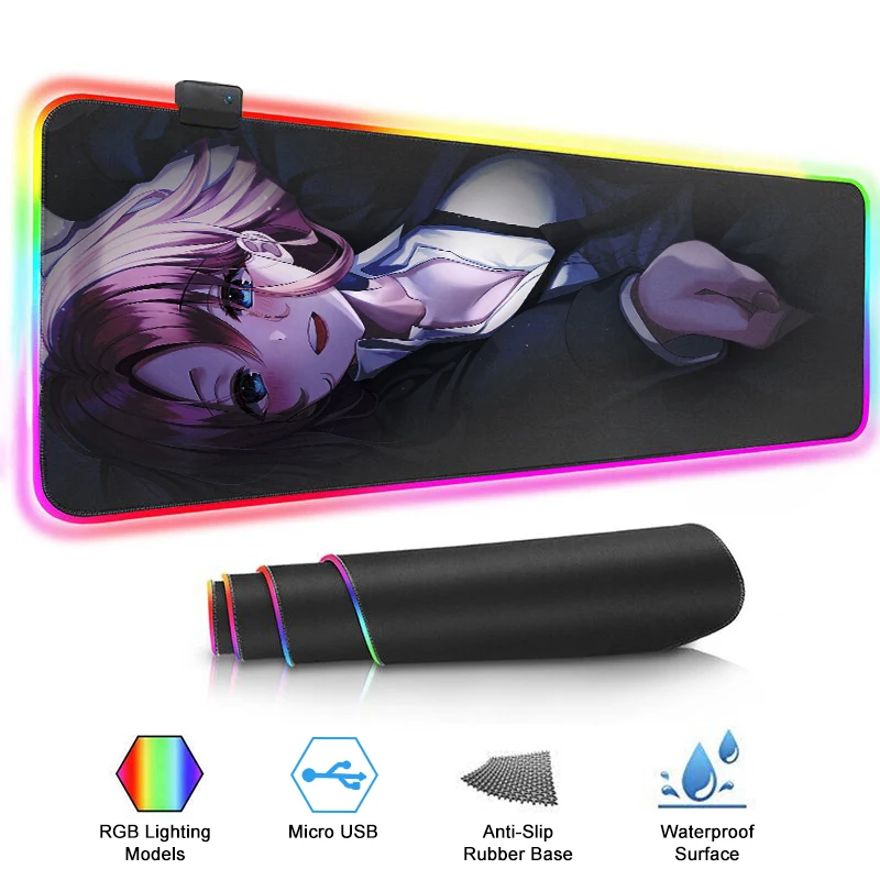 Коврик для мыши со светодиодной подсветкой, Настольный коврик RGB для клавиатуры, водонепроницаемые коврики разных размеров для компьютерных игр CS Dota