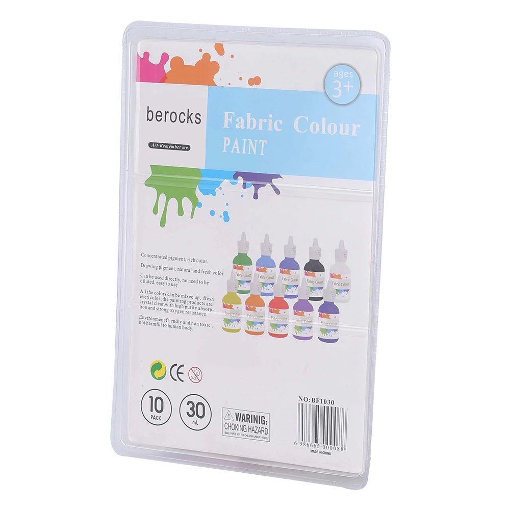 Worthful Non-Toxic 10ct*30ml or 50ml Beautiful Fabric Paint for Kid Arts and Crafts